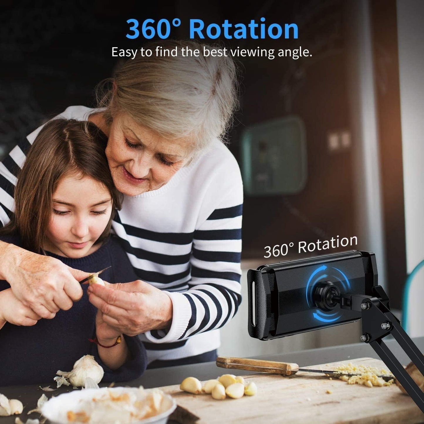 360° Adjustable Long Arm Phone Holder Desk Mount
