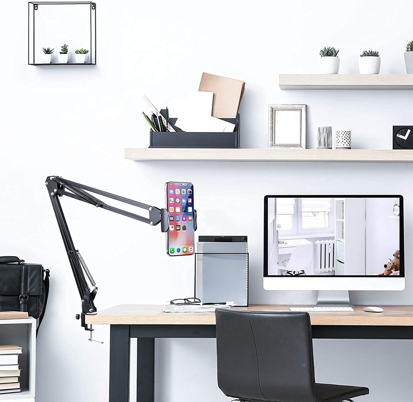 360° Adjustable Long Arm Phone Holder Desk Mount