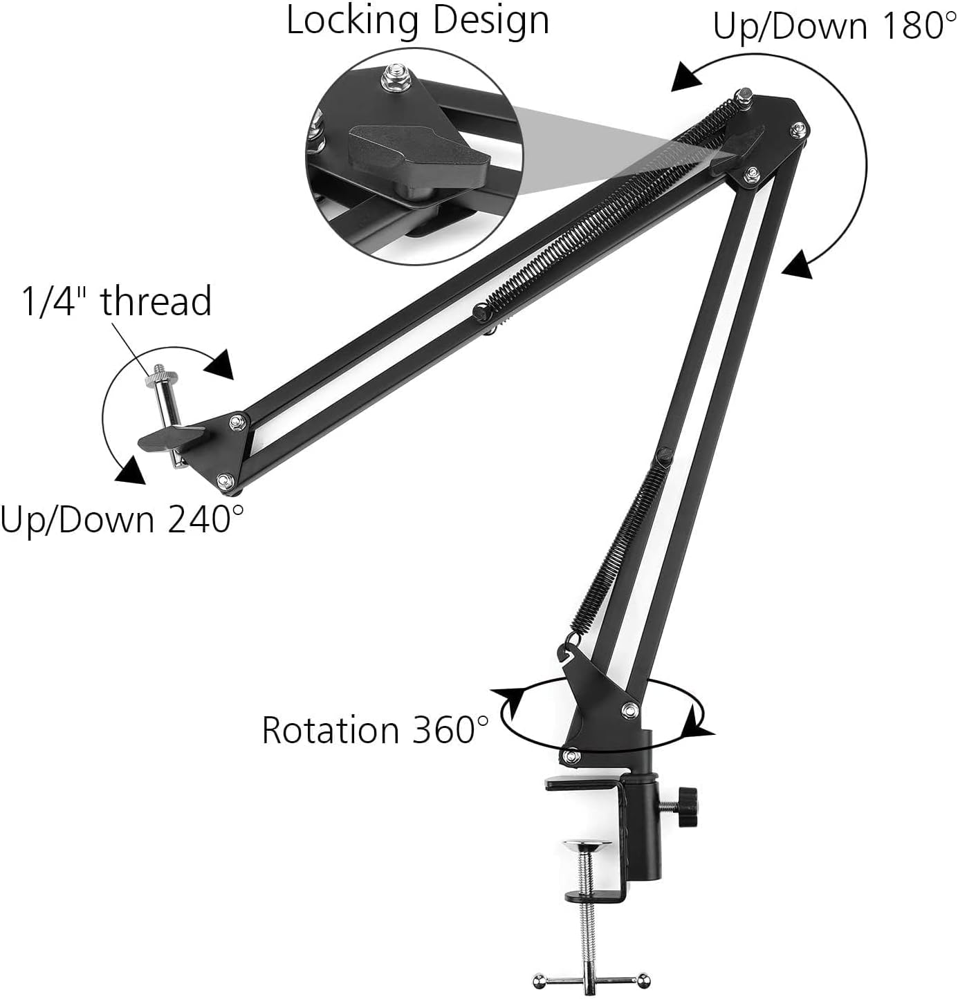 360° Adjustable Long Arm Phone Holder Desk Mount